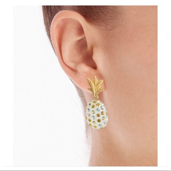 J. Crew Sparkle Pineapple Earrings Frosted Citrus - Picture 8 of 8